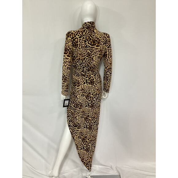 Norma Kamali Long Sleeve Turtle Neck 'Side Drape' Brown Gown Size M - NWT - Picture 3 of 4